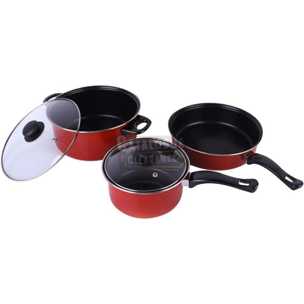 5 Pcs Carbon Steel Non-stick Cookware Set, Pots & Pans