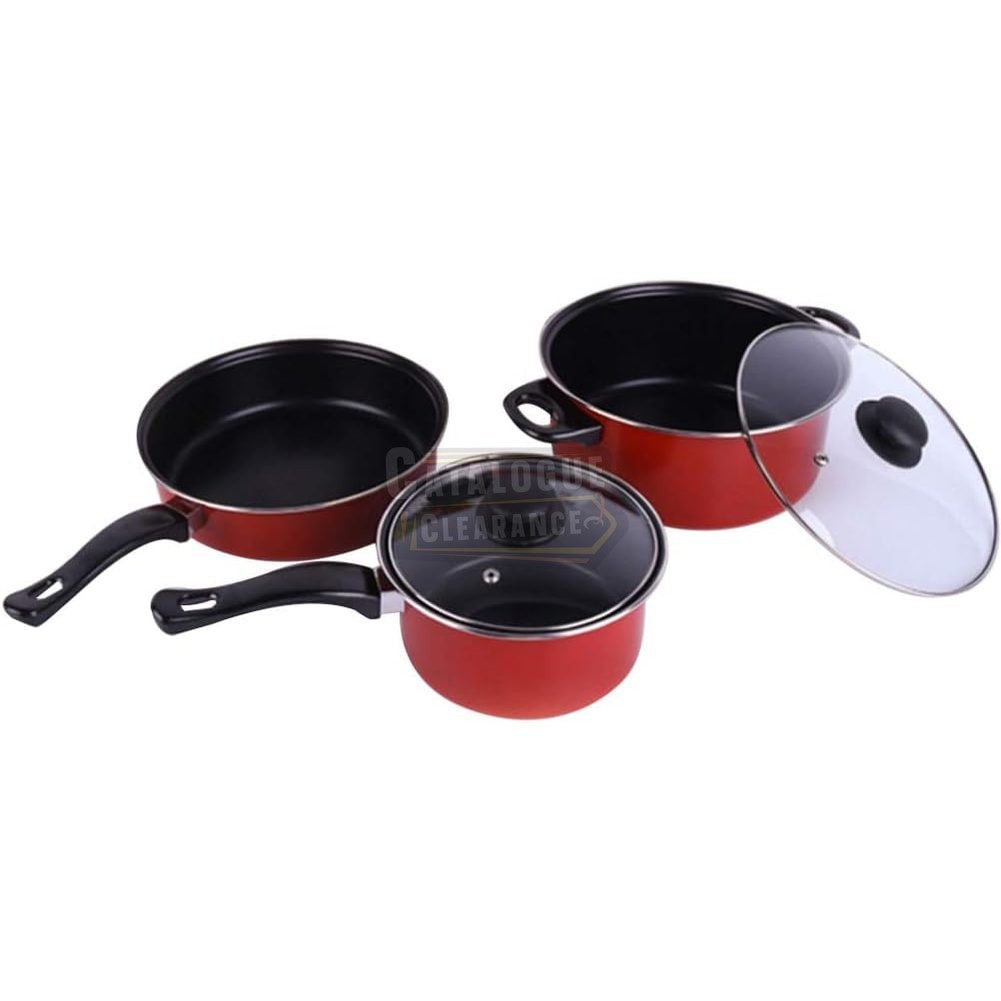 5 Pcs Carbon Steel Non-stick Cookware Set, Pots & Pans