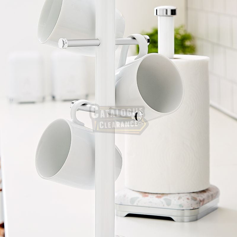 Tower Mug Tree and Towel Pole Set with Anti-Slip Base