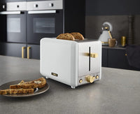 Tower T20069TAN 4-Slice Toaster with Defrost Function, 1600W - White Terrazzo