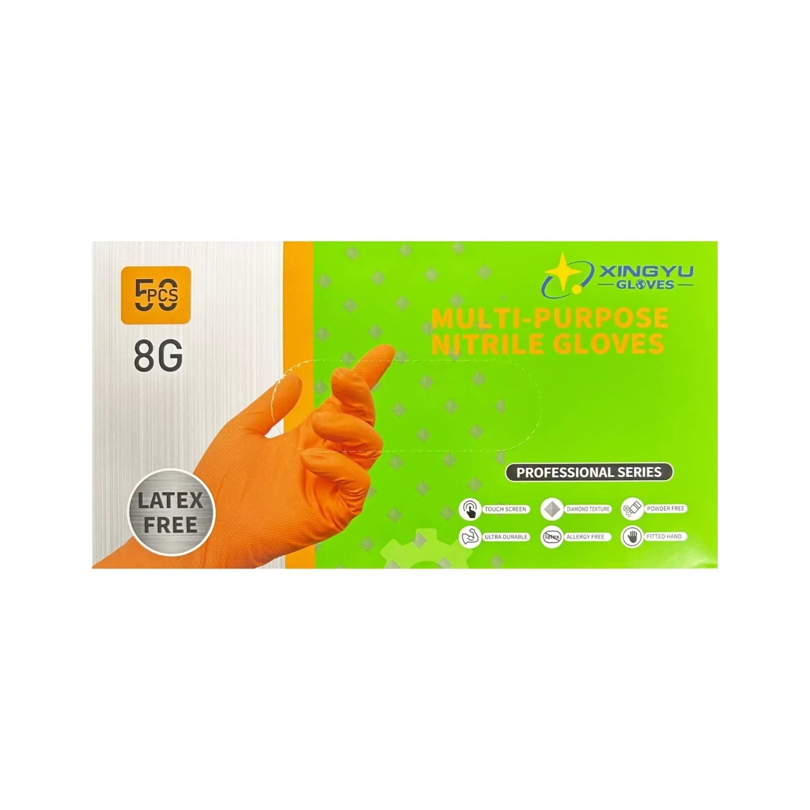 ORANGE DISPOSABLE NITRILE GLOVES POWDER LATEX SILICONE FREE | XL