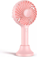 POWERbeast Handheld Mini Fan Travel With USB Rechargeable Battery 4 Speeds Pink