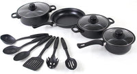 Non Stick Pots and Pans Set 13pcs Kitchen Cookware with Lids Cooking Pot Set Black