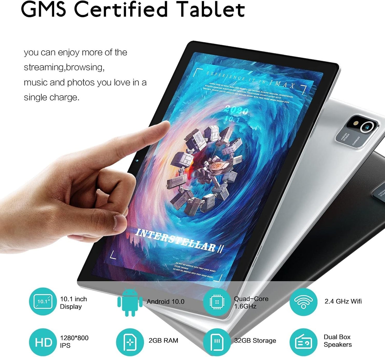 10.1" Android 12 Tablet – Quad-Core, 32GB Storage, 5000mAh Battery