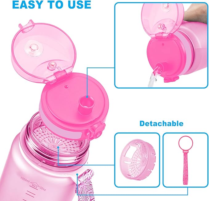 Baomy Sports Water Bottle 1Litre, Adults/Kids Water Bottle with Filter