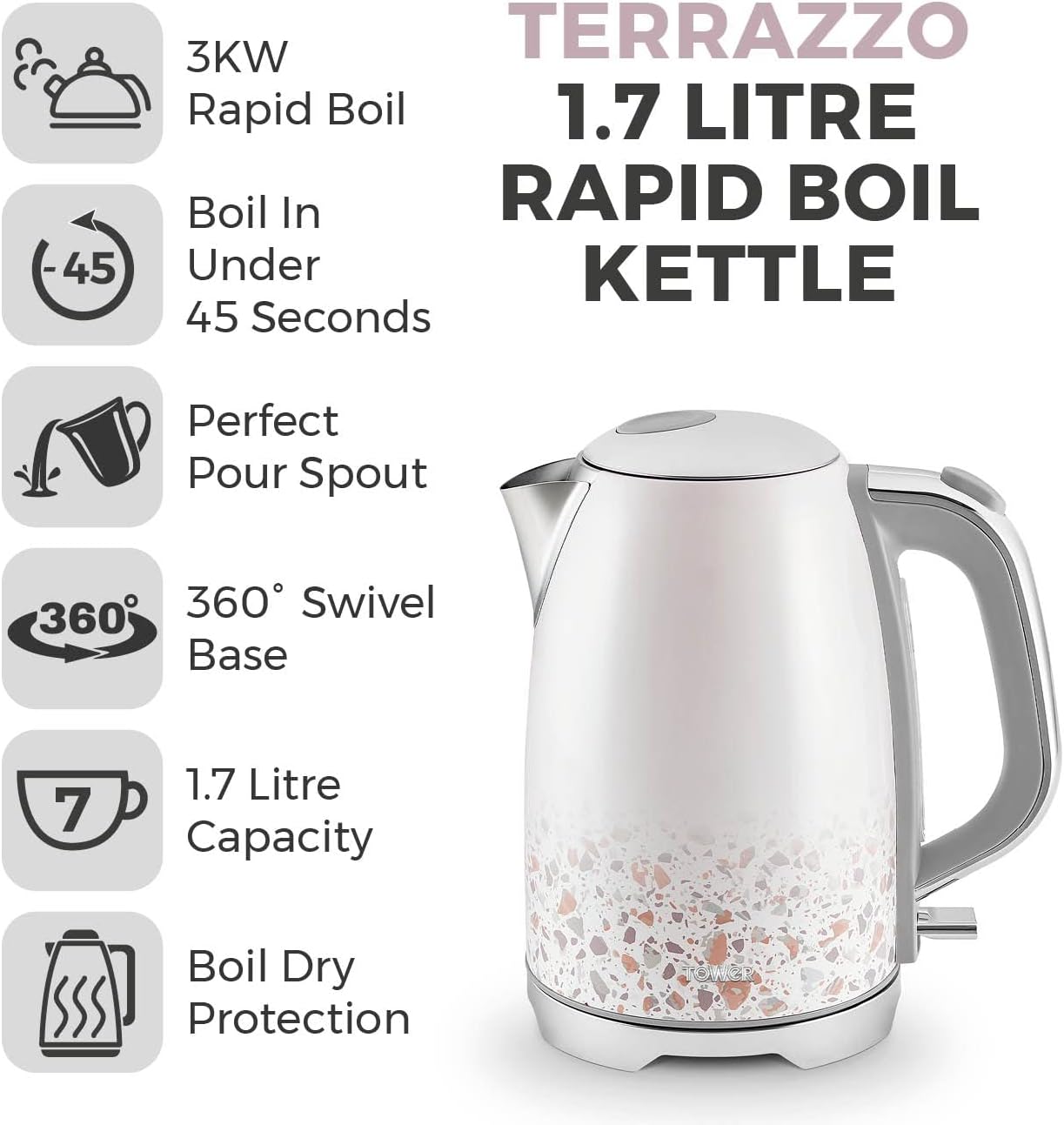 Tower Terrazzo 3KW 1.7L Kettle