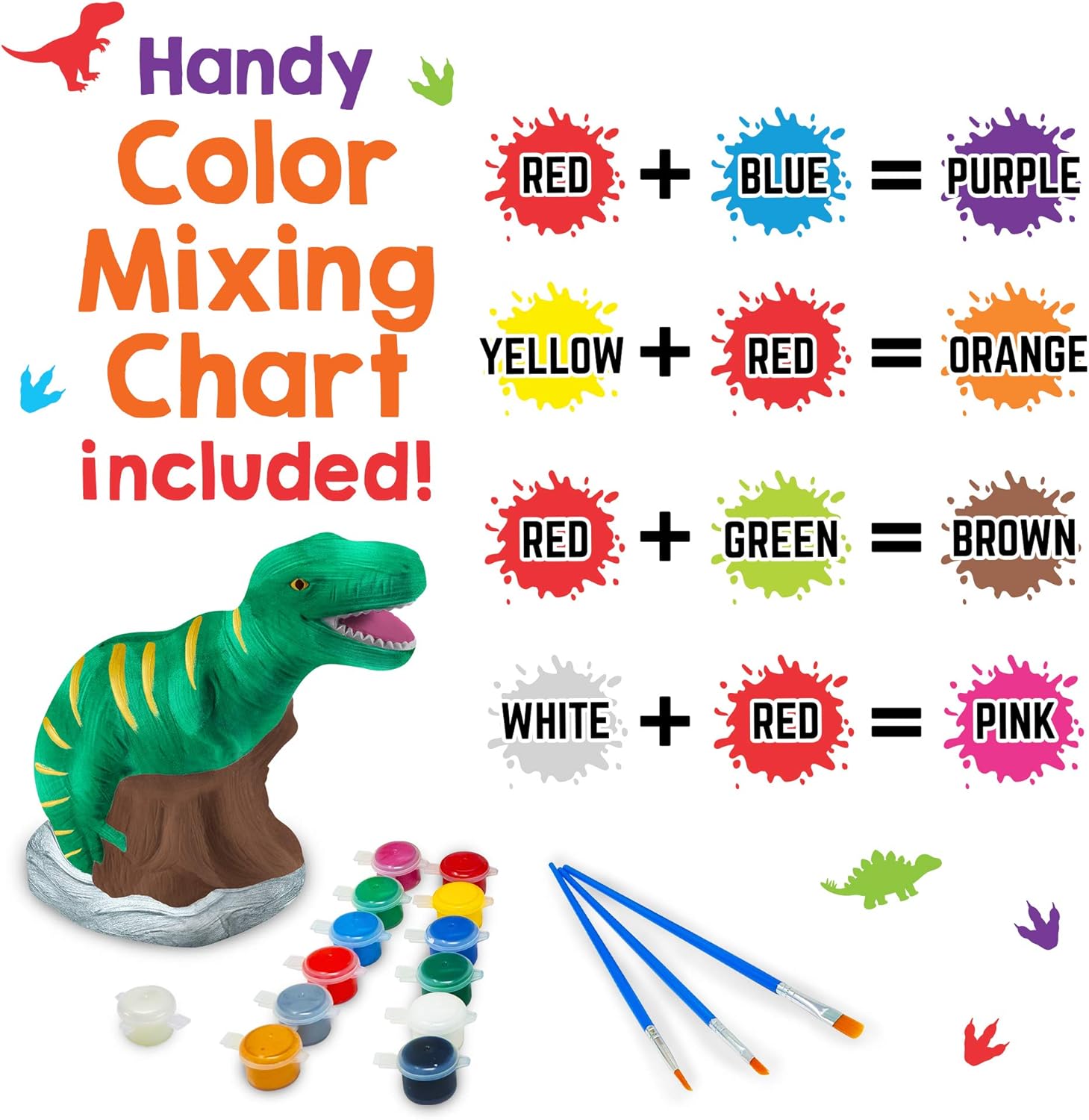 Paint Your Own Dinosaur Money Bank, Awesome Craft Kit with 13 Paint Colors