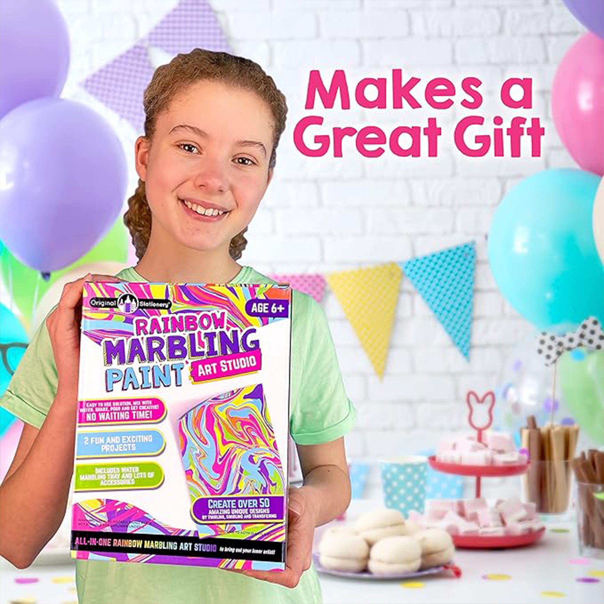 Rainbow Marbling Kit, to Make Marble Art and Craft Kids Will Love