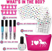 GirlZone Unicorn Nail Art Kit, 16-Piece Nail Art Set for Girls Nail Studio