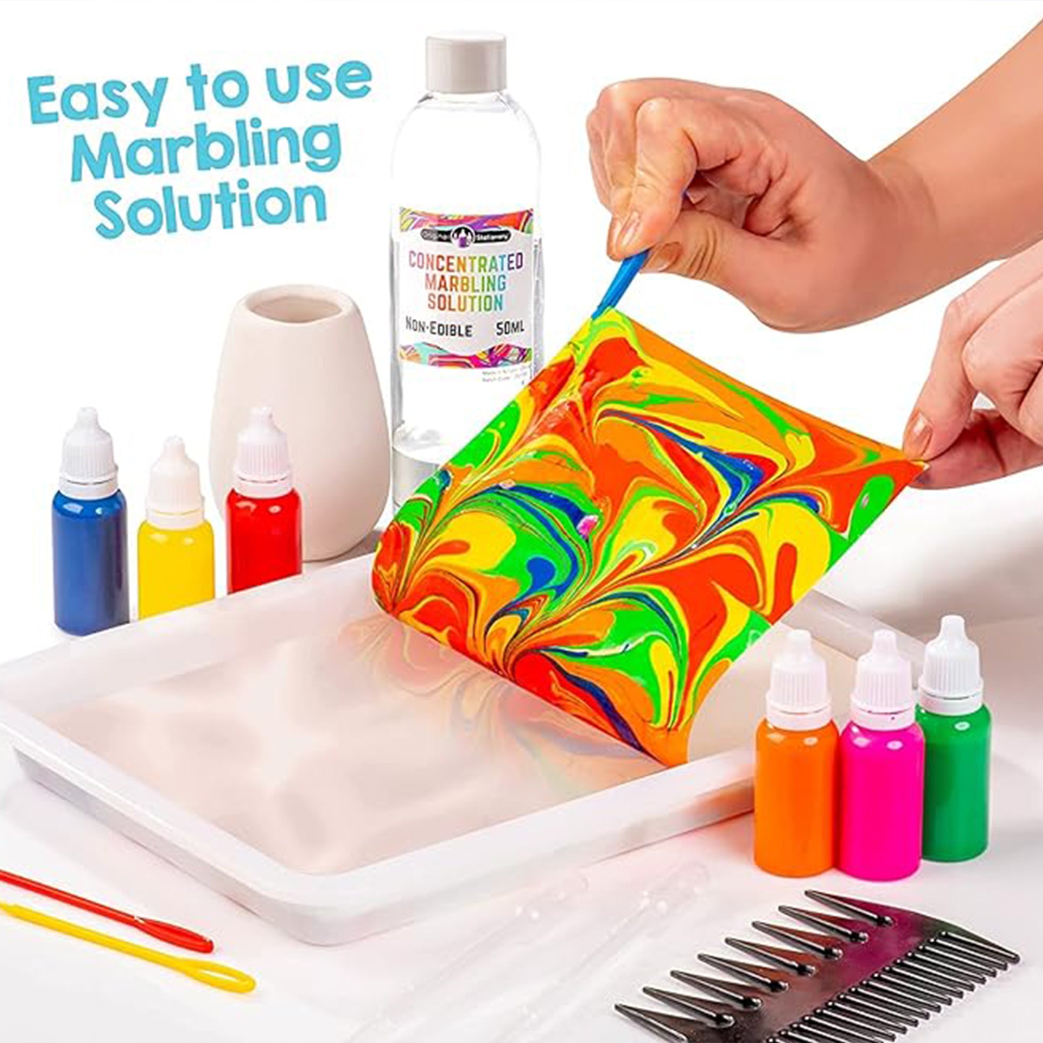 Rainbow Marbling Kit, to Make Marble Art and Craft Kids Will Love