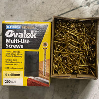 Plasplugs Ovalok Multi-Use Screws 4x40mm (200 Pack)