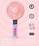 POWERbeast Handheld Mini Fan Travel With USB Rechargeable Battery 4 Speeds Pink