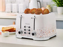 Tower T20069TAN 4-Slice Toaster with Defrost Function, 1600W - White Terrazzo