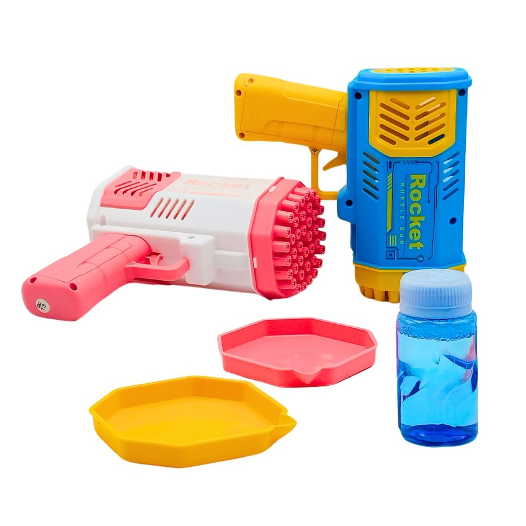 Bubble Gun Children, 2 Pieces 40 Hole Bubble Gun with 4 Bottles Bubble Liquid