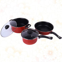 5 Pcs Carbon Steel Non-stick Cookware Set, Pots & Pans