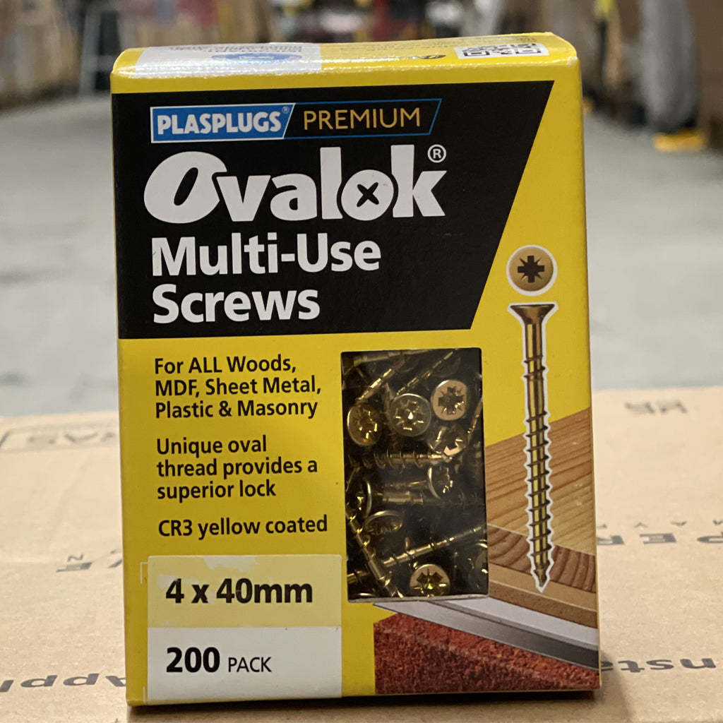 Plasplugs Ovalok Multi-Use Screws 4x40mm (200 Pack)