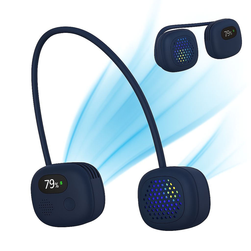 Portable Neck Fan – Foldable Bladeless, 2000mAh USB Rechargeable Hands-Free Cooling