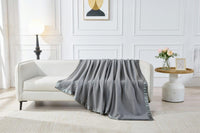 Luxury Satin Ribbon Border Fleece Throw Blanket - Super Soft & Warm, 220x240 cm for Bed, Sofa, and Couch