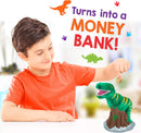 Paint Your Own Dinosaur Money Bank, Awesome Craft Kit with 13 Paint Colors