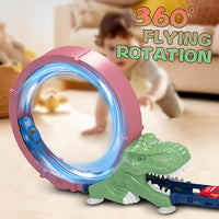 Dinosaur Track Racing Toy with 2 Inertia Racing Cars, Continuous 360 Degree Rotating Racing Track Toy