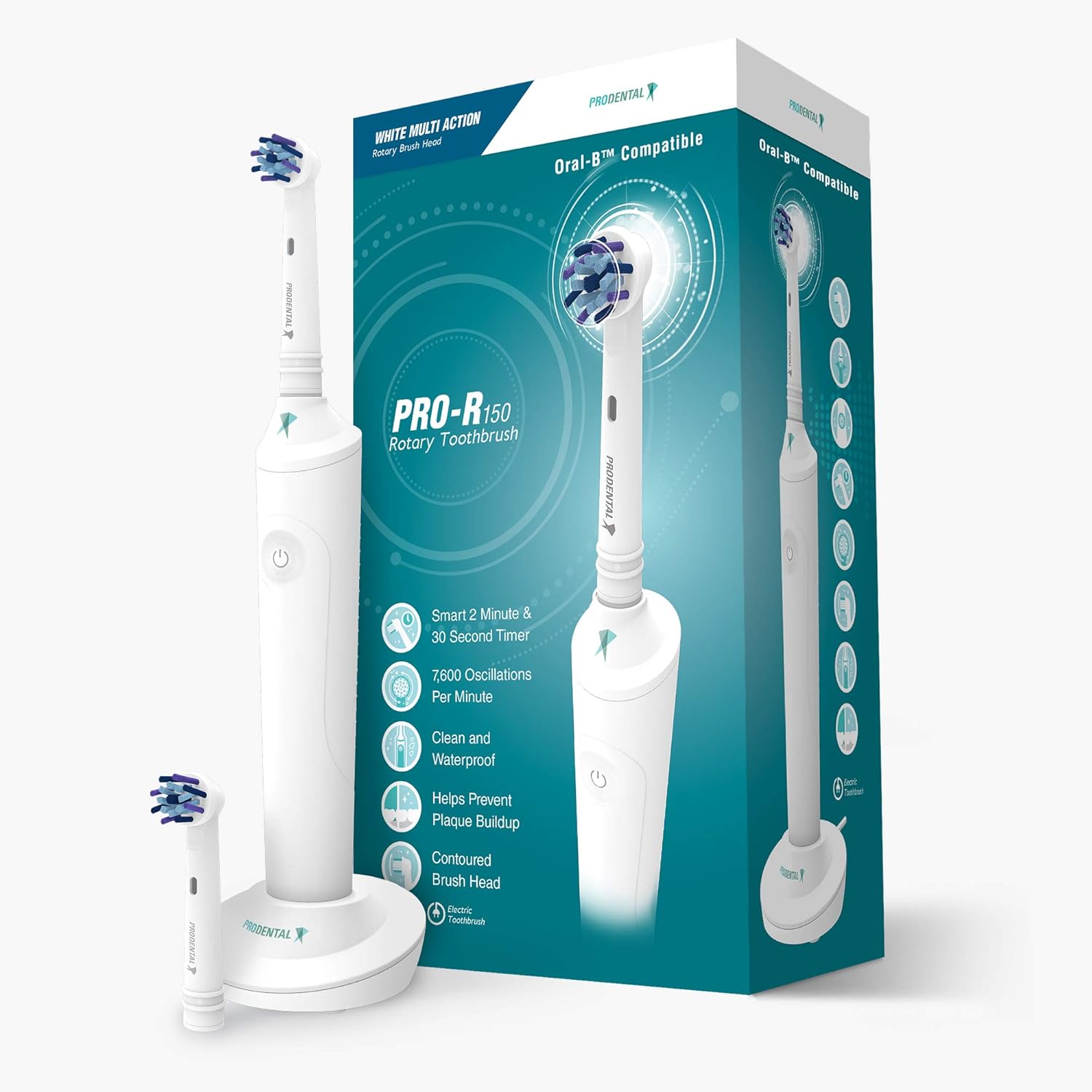 Pro Rotary R-150 Multi Action White Edition Electric Toothbrushes + 2 Brush Heads