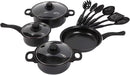 Non Stick Pots and Pans Set 13pcs Kitchen Cookware with Lids Cooking Pot Set Black