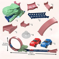 Dinosaur Track Racing Toy with 2 Inertia Racing Cars, Continuous 360 Degree Rotating Racing Track Toy