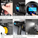 Portable Car Tyre Inflator – Handheld Digital Pump with LED Light, 3 Nozzle Adaptors, DC 12V