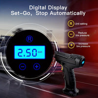 Portable Car Tyre Inflator – Handheld Digital Pump with LED Light, 3 Nozzle Adaptors, DC 12V