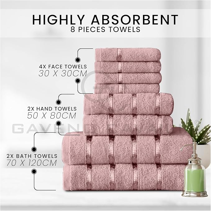 Gaveno Cavailia 8-Piece Egyptian Cotton Towel Set