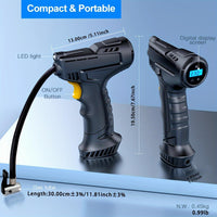Portable Car Tyre Inflator – Handheld Digital Pump with LED Light, 3 Nozzle Adaptors, DC 12V