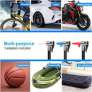 Portable Car Tyre Inflator – Handheld Digital Pump with LED Light, 3 Nozzle Adaptors, DC 12V