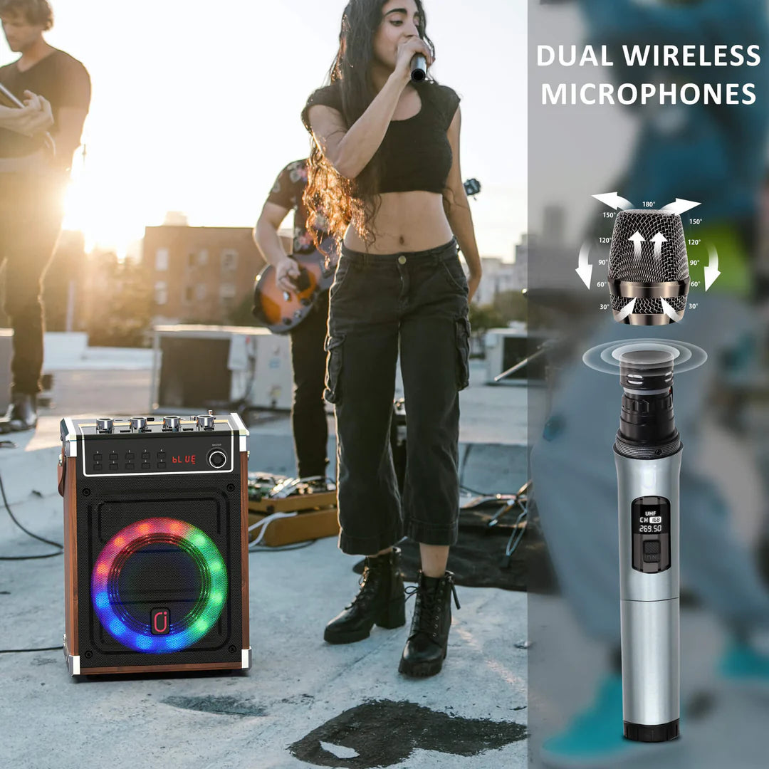 JYX 69BT Portable Karaoke Machine with 2 Wireless Microphones