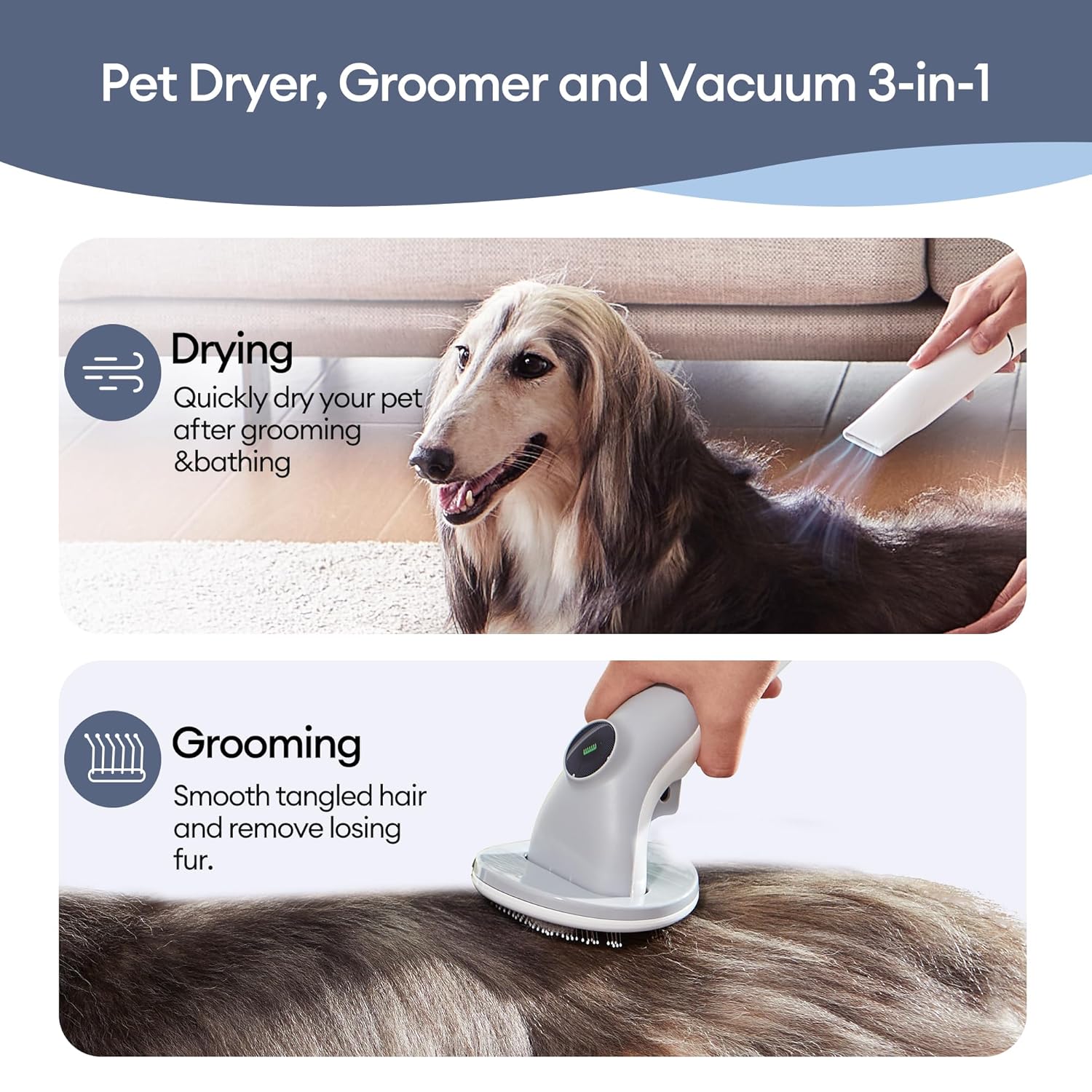 Ultenic P30 3-in-1 Pet Grooming Vacuum Kit – Vacuum, Brush & Dryer for Dogs and Cats