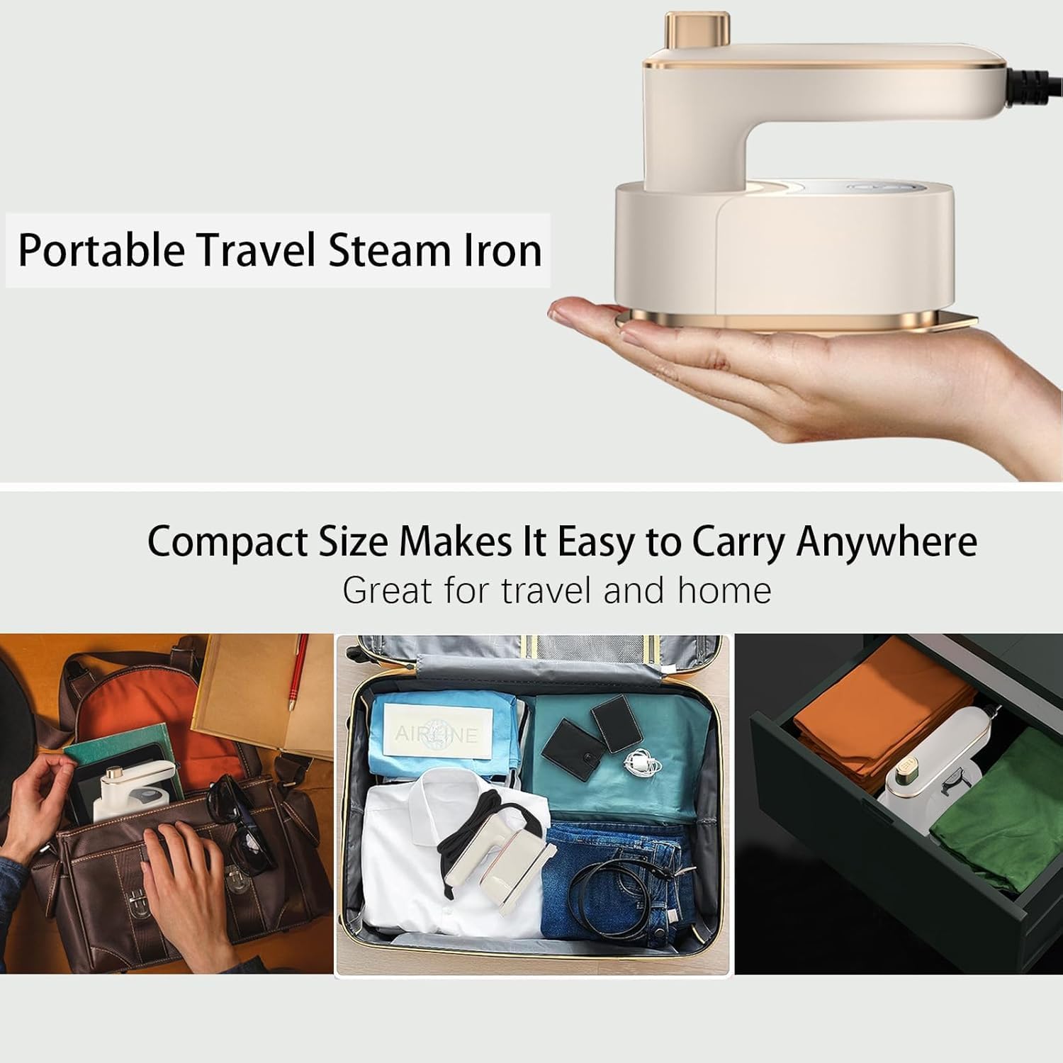 Portable 3-in-1 Travel Clothes Steamer & Iron